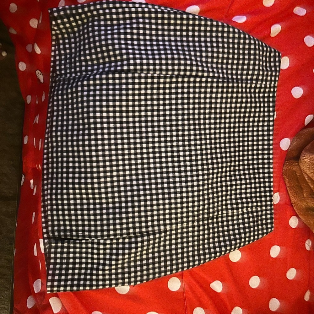 Eyeshadow Black and White Checkered Midi Skirt